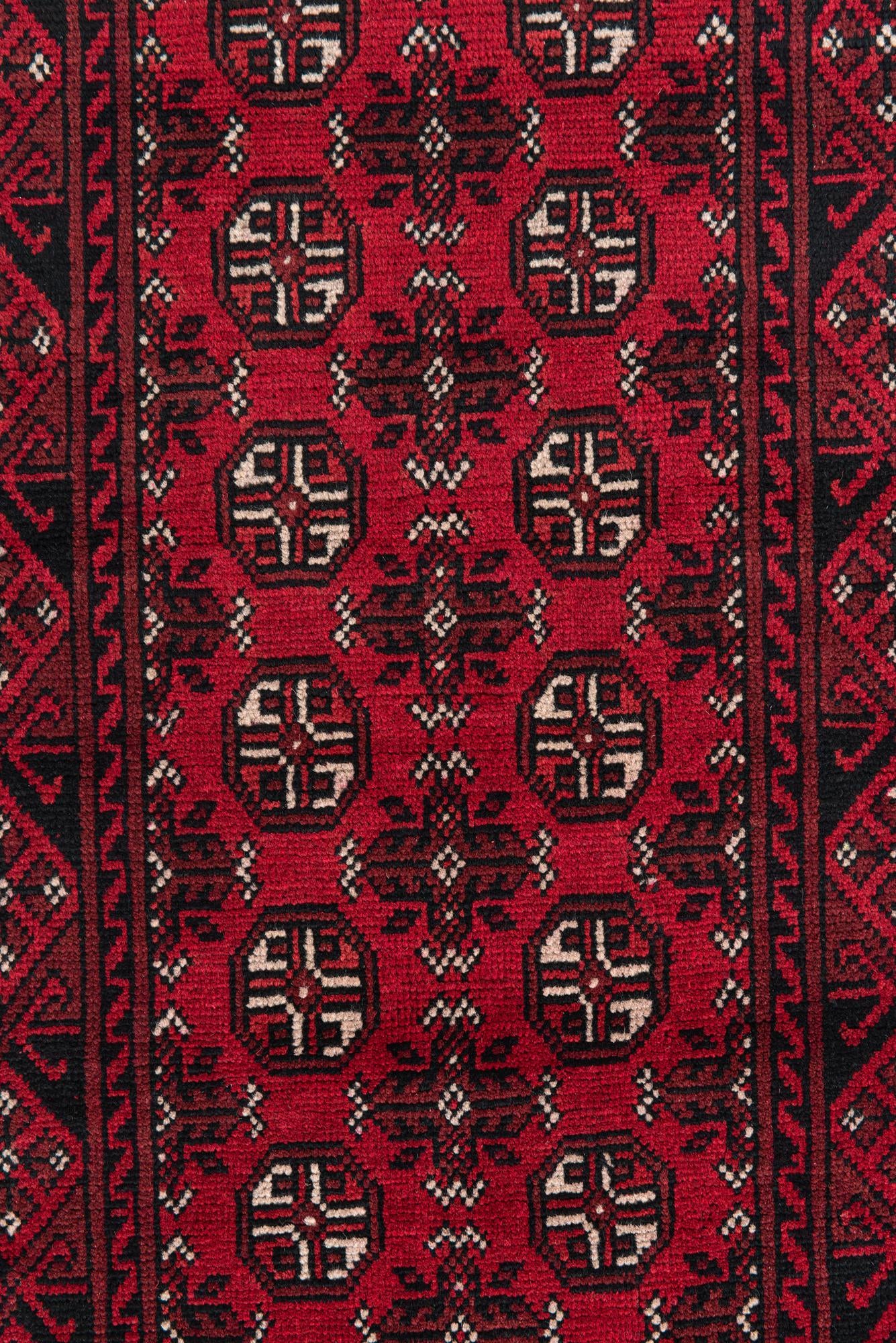 2' 7 x 18' 8 Hand Knotted Afghan Akhche Wool Runner Rug