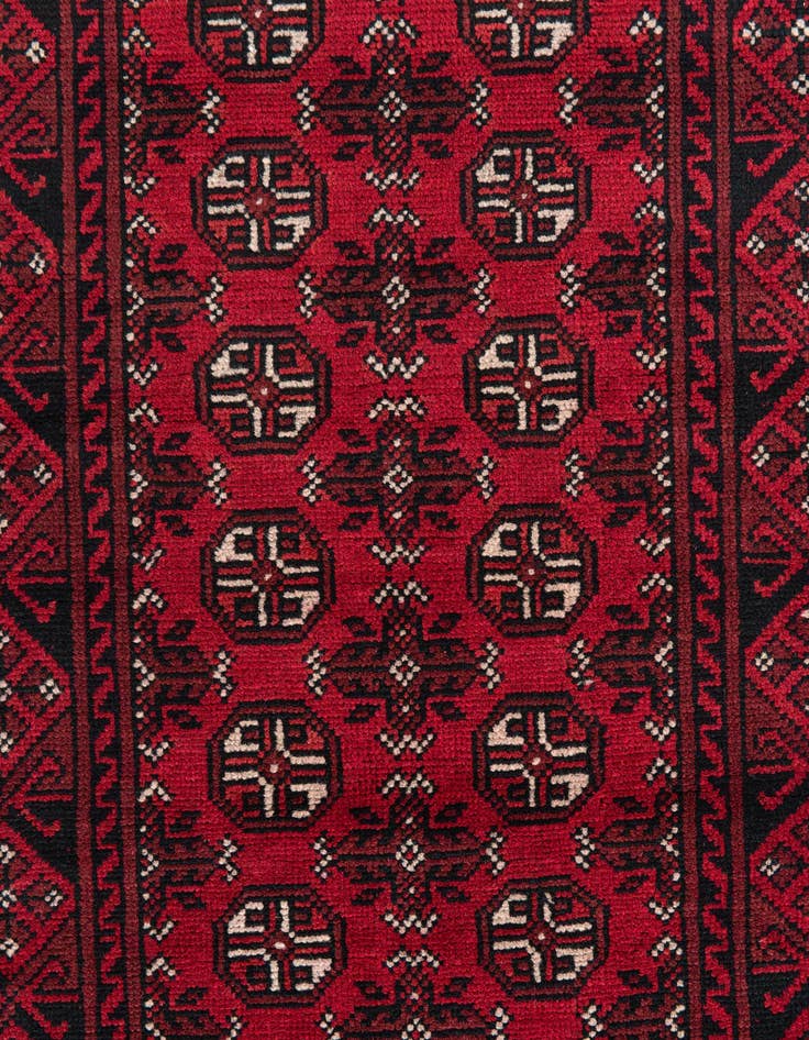 Detail image of 2' 7 x 18' 8  Hand Knotted Afghan Akhche Wool Runner Rug