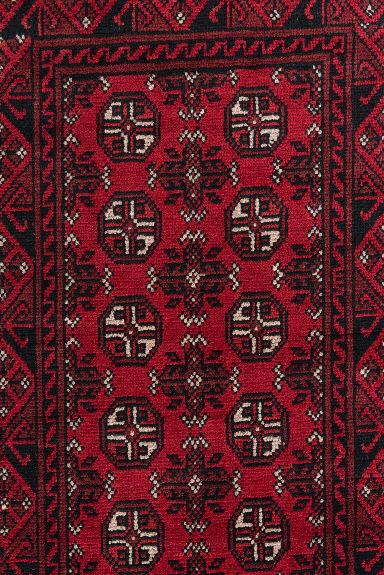 2' 7 x 18' 8 Hand Knotted Afghan Akhche Wool Runner Rug