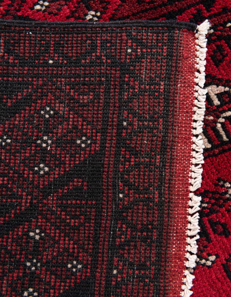 Detail image of 2' 7 x 18' 8  Hand Knotted Afghan Akhche Wool Runner Rug
