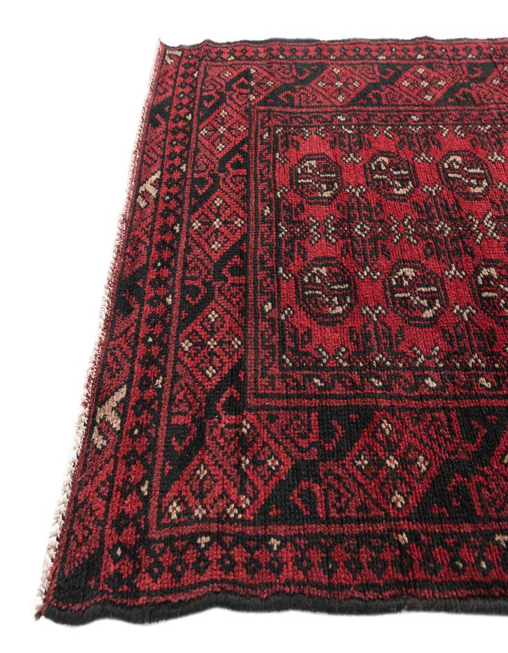 Detail image of 2' 7 x 15' 1  Hand Knotted Afghan Akhche Wool Runner Rug