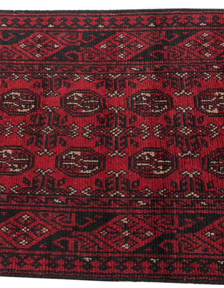Detail image of 2' 7 x 15' 1  Hand Knotted Afghan Akhche Wool Runner Rug
