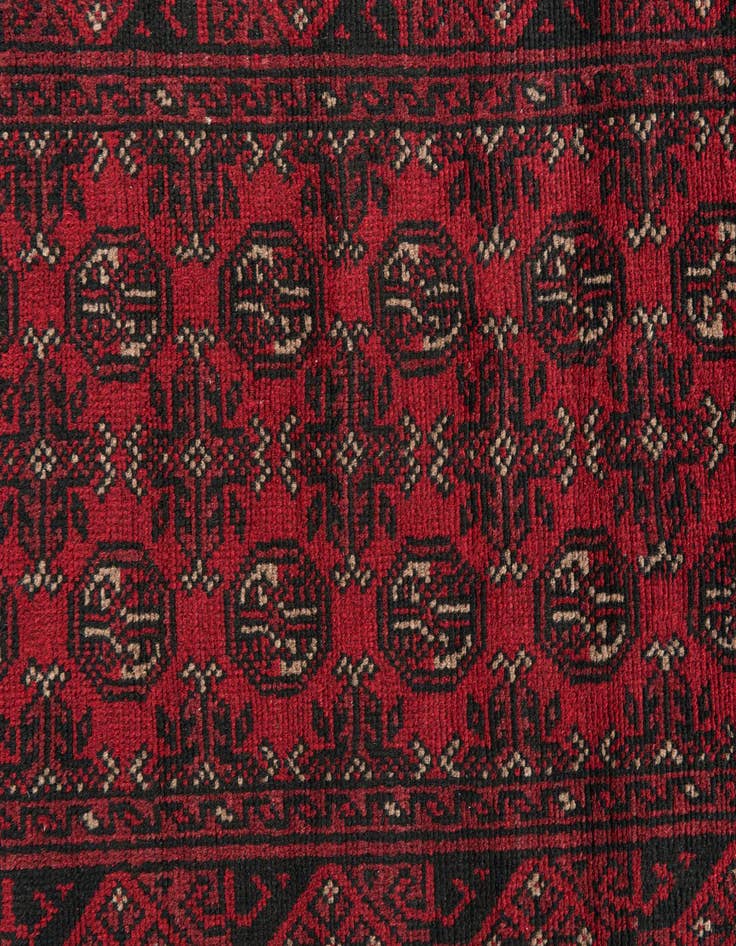 Detail image of 2' 7 x 15' 1  Hand Knotted Afghan Akhche Wool Runner Rug