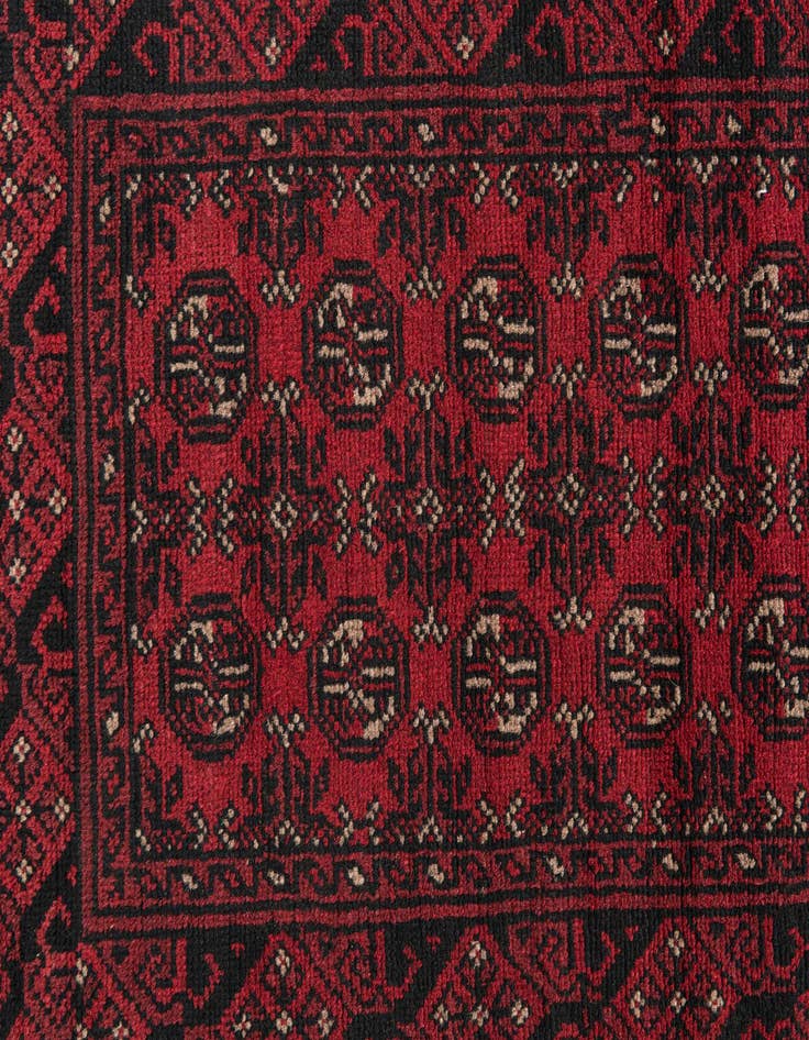 Detail image of 2' 7 x 15' 1  Hand Knotted Afghan Akhche Wool Runner Rug
