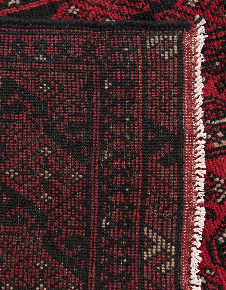 Detail image of 2' 7 x 15' 1  Hand Knotted Afghan Akhche Wool Runner Rug