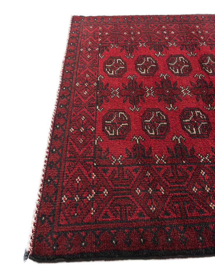 Detail image of 2' 7 x 19'  Hand Knotted Afghan Akhche Wool Runner Rug