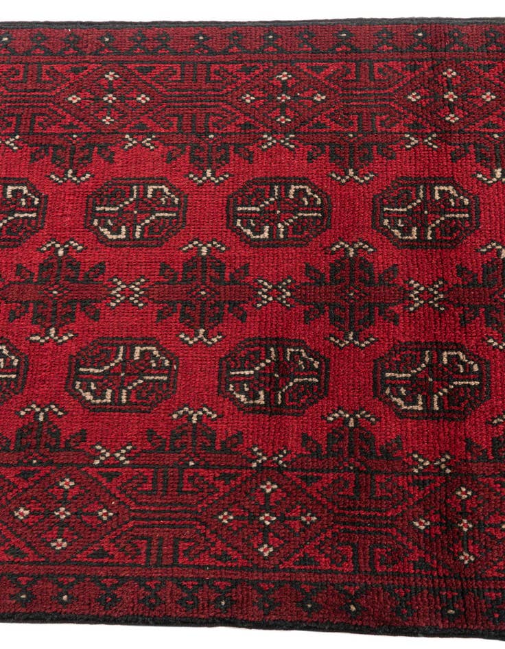 Detail image of 2' 7 x 19'  Hand Knotted Afghan Akhche Wool Runner Rug
