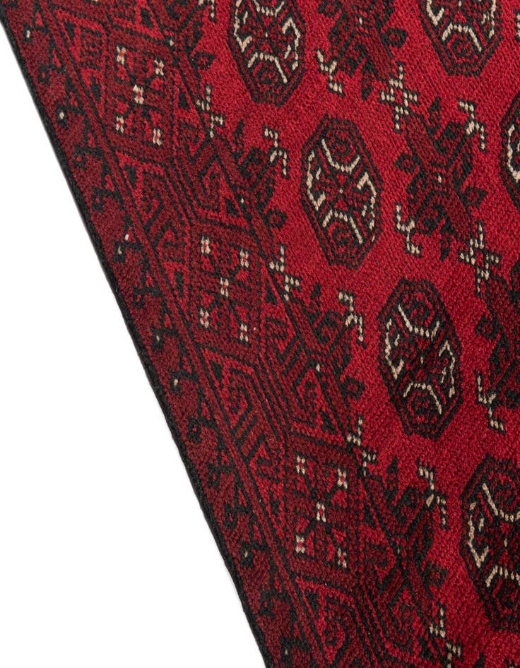 Detail image of 2' 7 x 19'  Hand Knotted Afghan Akhche Wool Runner Rug