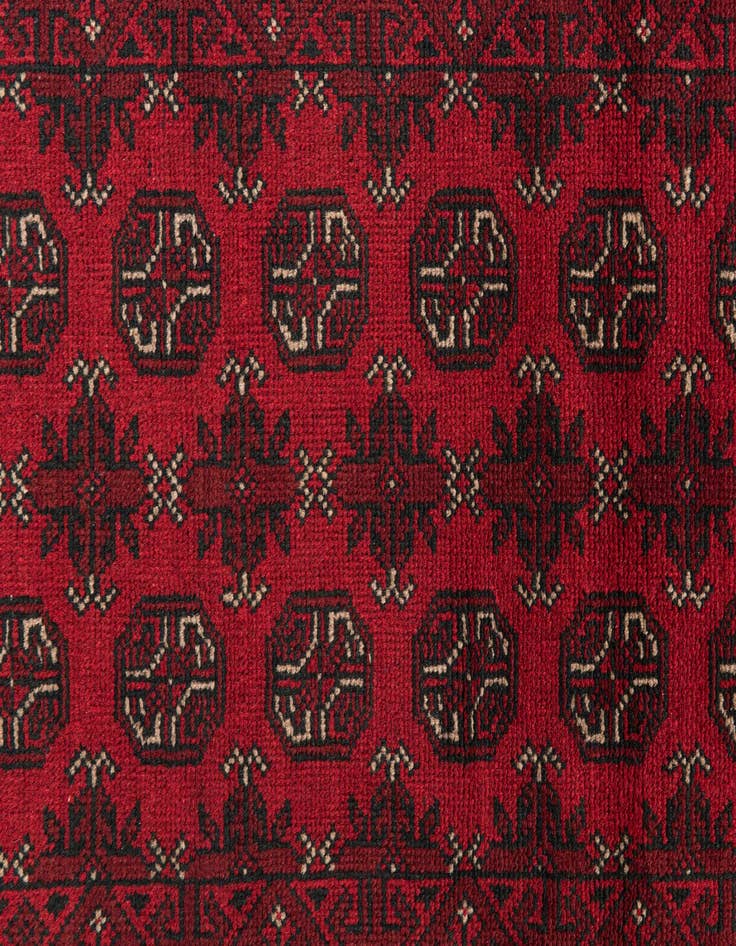 Detail image of 2' 7 x 19'  Hand Knotted Afghan Akhche Wool Runner Rug