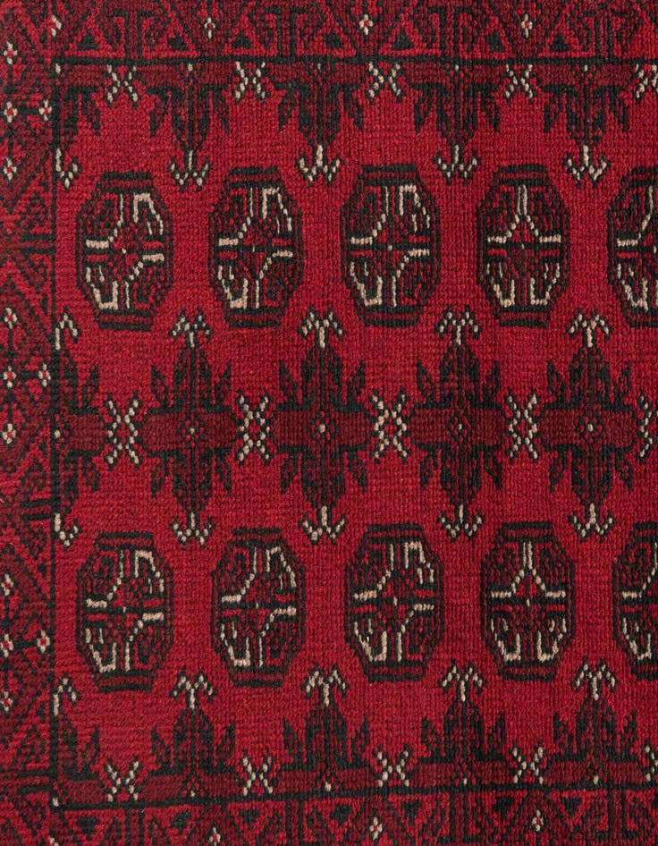 Detail image of 2' 7 x 19'  Hand Knotted Afghan Akhche Wool Runner Rug