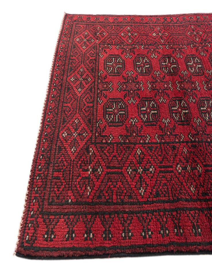 Detail image of 2' 7 x 18' 9  Hand Knotted Afghan Akhche Wool Runner Rug