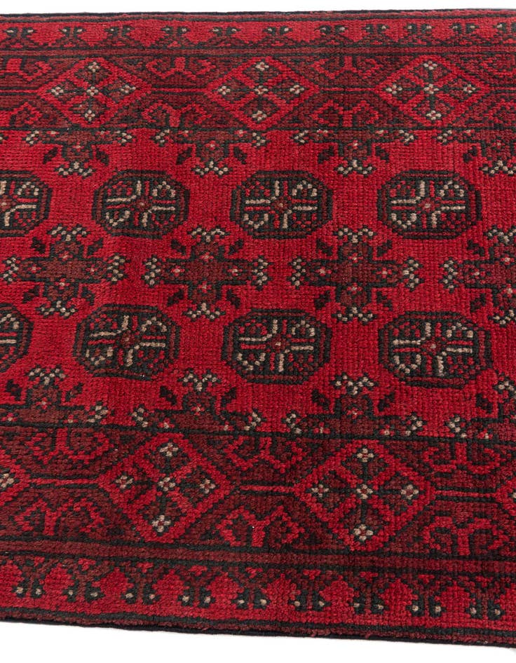 Detail image of 2' 7 x 18' 9  Hand Knotted Afghan Akhche Wool Runner Rug