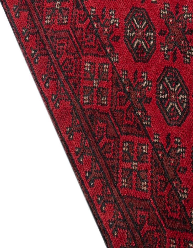 Detail image of 2' 7 x 18' 9 Hand Knotted Afghan Akhche Wool Runner Rug