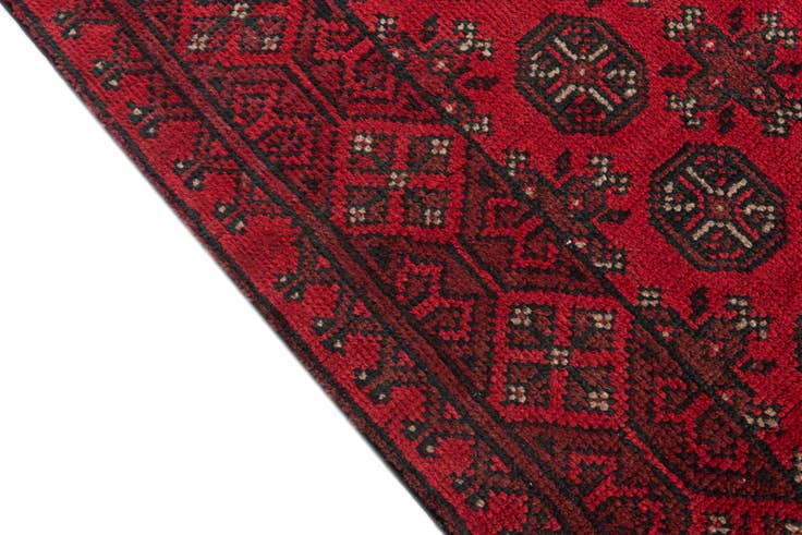 Detail image of 2' 7 x 18' 9 Hand Knotted Afghan Akhche Wool Runner Rug