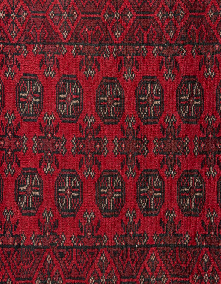 Detail image of 2' 7 x 18' 9  Hand Knotted Afghan Akhche Wool Runner Rug