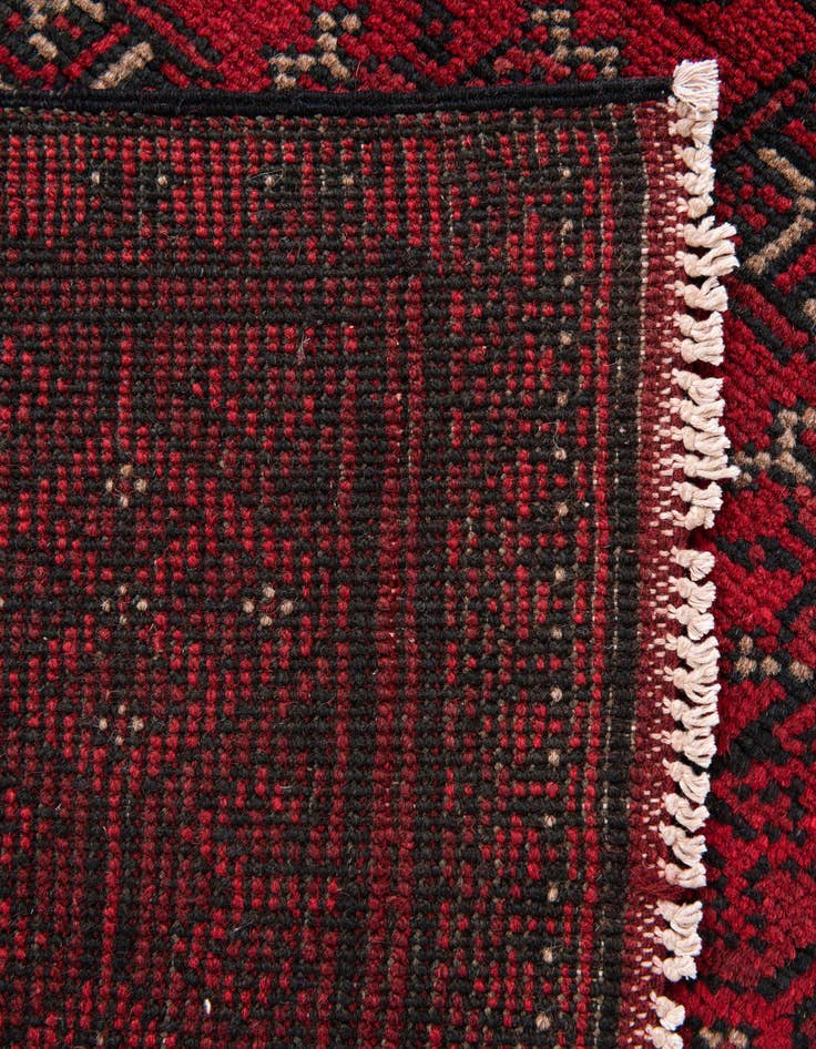 Detail image of 2' 7 x 18' 9  Hand Knotted Afghan Akhche Wool Runner Rug