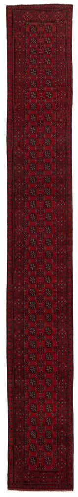 2' 7 x 18' 9 Hand Knotted Afghan Akhche Wool Runner Rug