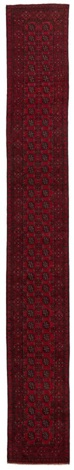 Detail image of 2' 7 x 18' 9 Hand Knotted Afghan Akhche Wool Runner Rug
