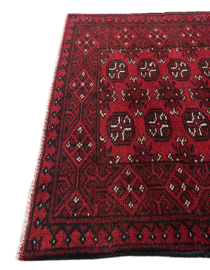 Detail image of 2' 7 x 18' 10  Hand Knotted Afghan Akhche Wool Runner Rug