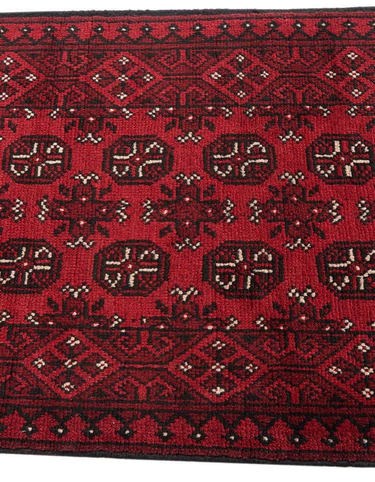 Detail image of 2' 7 x 18' 10  Hand Knotted Afghan Akhche Wool Runner Rug