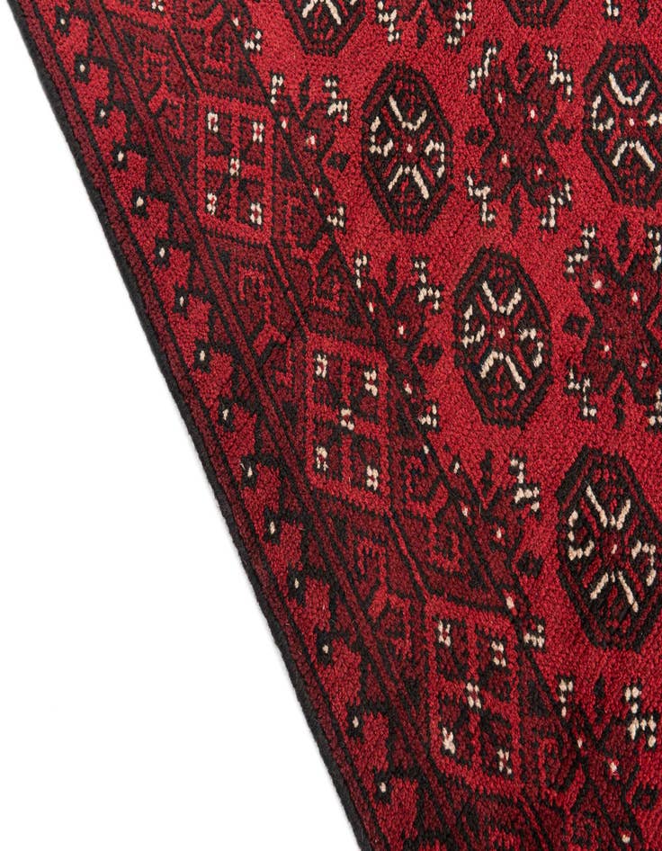 Detail image of 2' 7 x 18' 10  Hand Knotted Afghan Akhche Wool Runner Rug