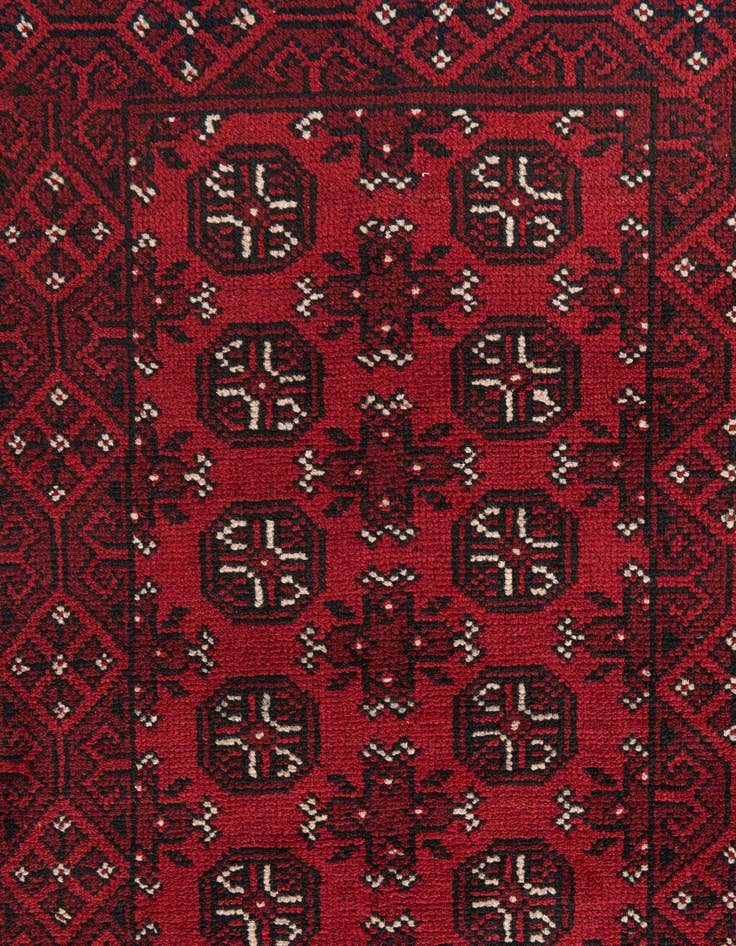 Detail image of 2' 7 x 18' 10  Hand Knotted Afghan Akhche Wool Runner Rug