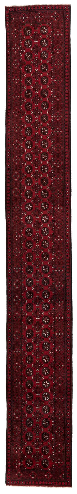 2' 7 x 18' 10 Hand Knotted Afghan Akhche Wool Runner Rug