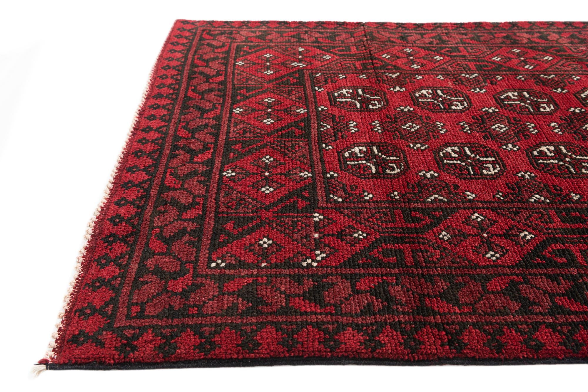 2' 7 x 19' Hand Knotted Afghan Akhche Wool Runner Rug