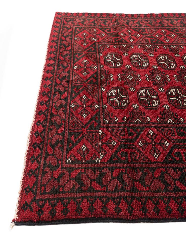 Detail image of 2' 7 x 19'  Hand Knotted Afghan Akhche Wool Runner Rug