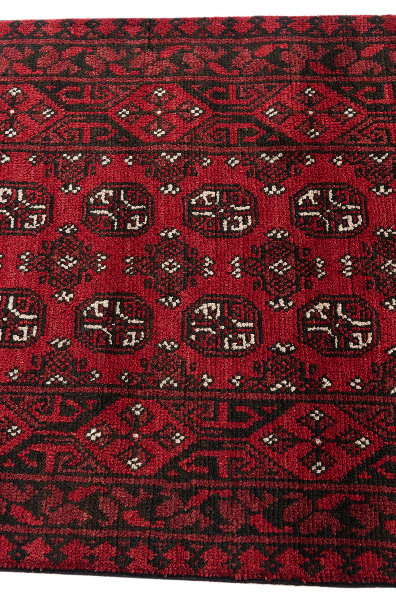 2' 7 x 19' Hand Knotted Afghan Akhche Wool Runner Rug