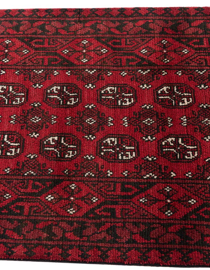 Detail image of 2' 7 x 19'  Hand Knotted Afghan Akhche Wool Runner Rug