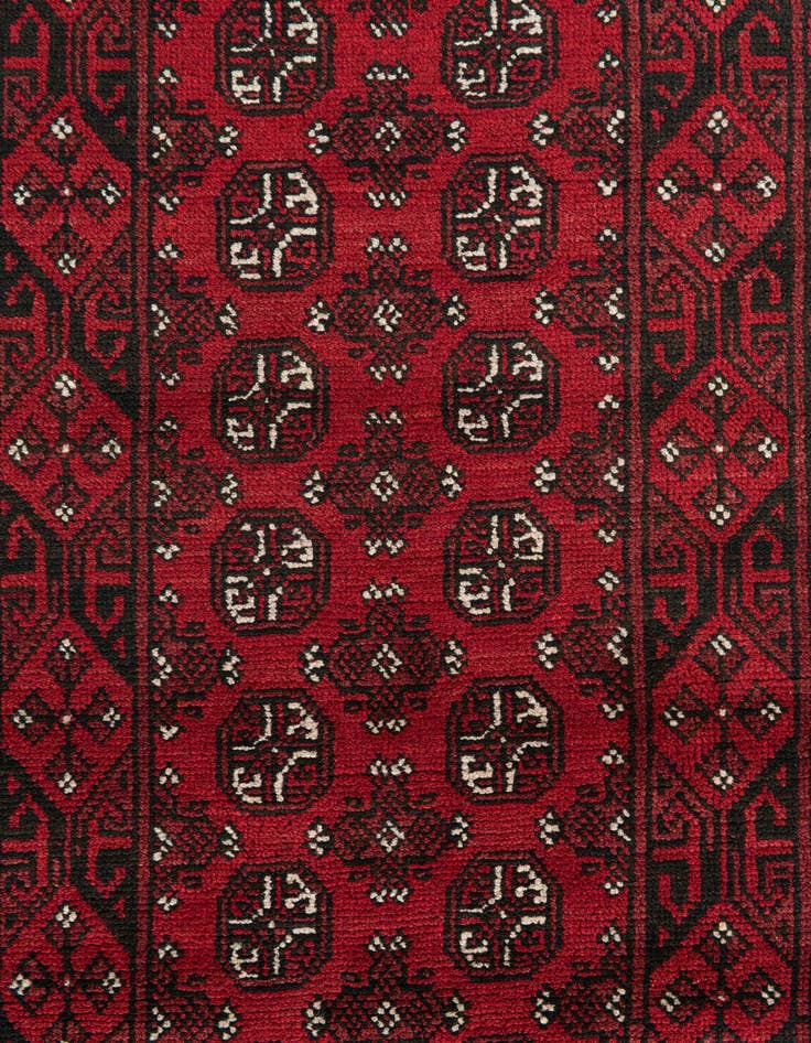 Detail image of 2' 7 x 19'  Hand Knotted Afghan Akhche Wool Runner Rug