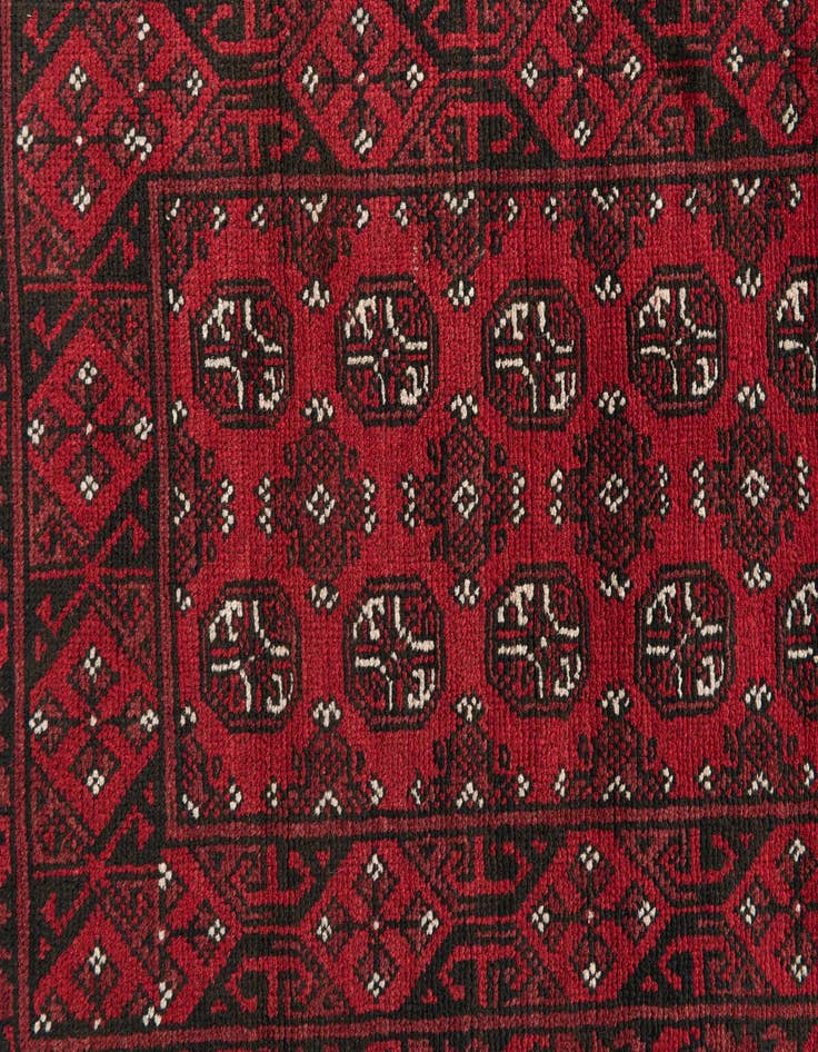 Detail image of 2' 7 x 19'  Hand Knotted Afghan Akhche Wool Runner Rug