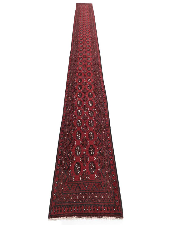 Detail image of 2' 8 x 18' 9  Hand Knotted Afghan Akhche Wool Runner Rug