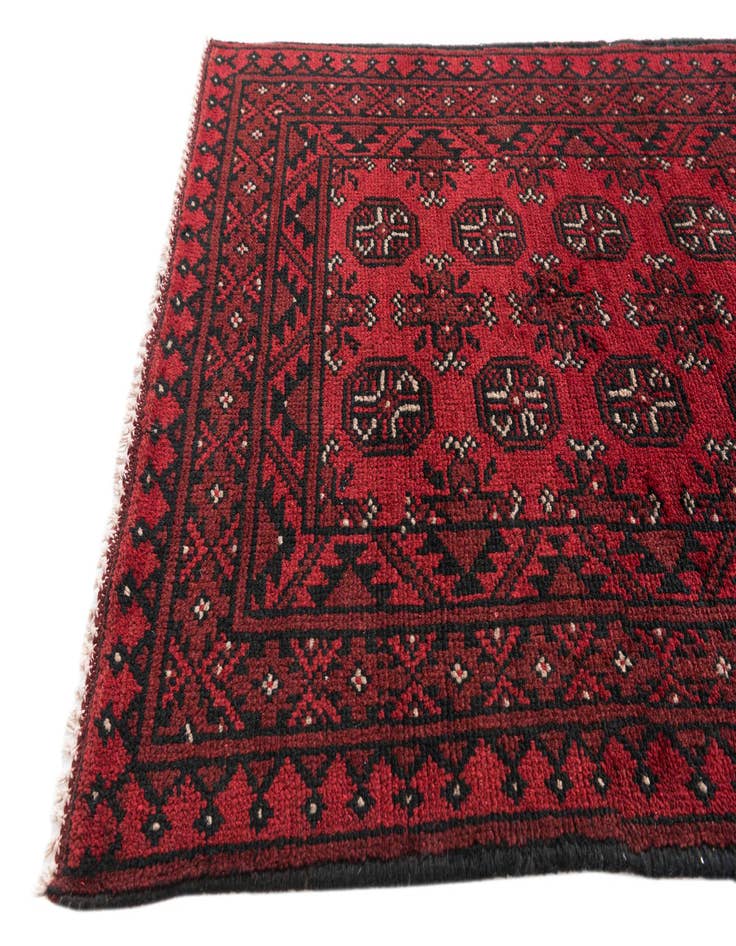 Detail image of 2' 8 x 18' 9  Hand Knotted Afghan Akhche Wool Runner Rug