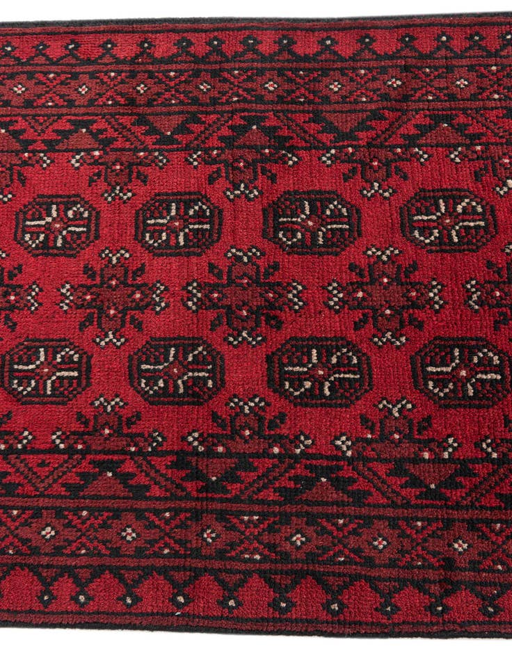 Detail image of 2' 8 x 18' 9  Hand Knotted Afghan Akhche Wool Runner Rug