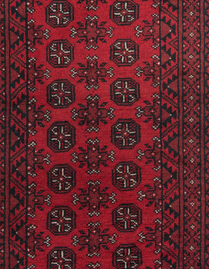 Detail image of 2' 8 x 18' 9  Hand Knotted Afghan Akhche Wool Runner Rug