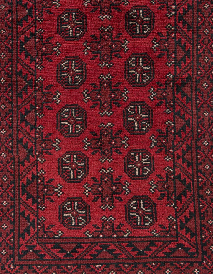 Detail image of 2' 8 x 18' 9  Hand Knotted Afghan Akhche Wool Runner Rug