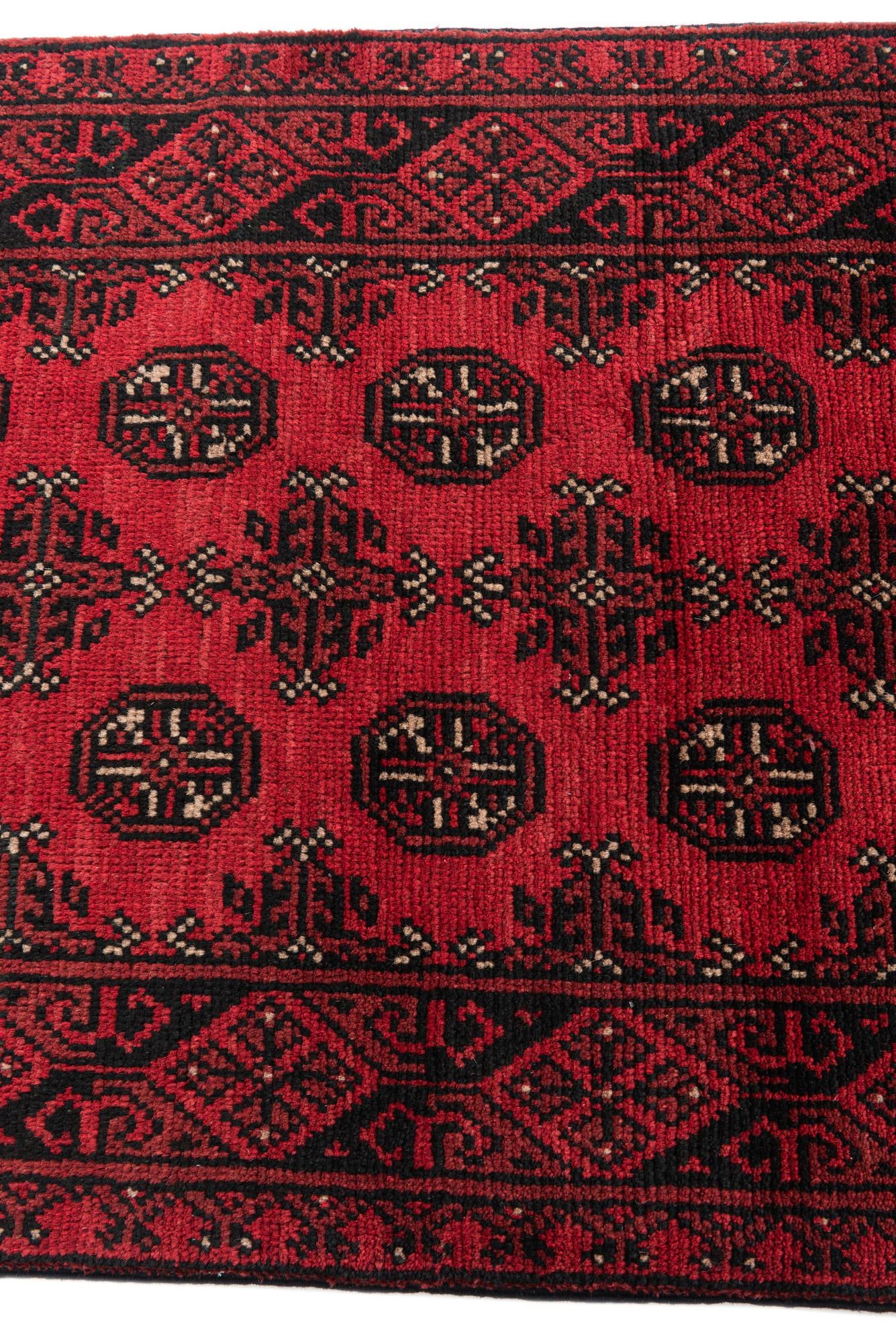 2' 7 x 19' Hand Knotted Afghan Akhche Wool Runner Rug