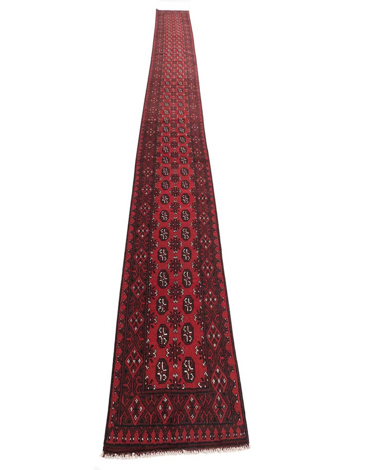 Detail image of 2' 7 x 18' 7  Hand Knotted Afghan Akhche Wool Runner Rug