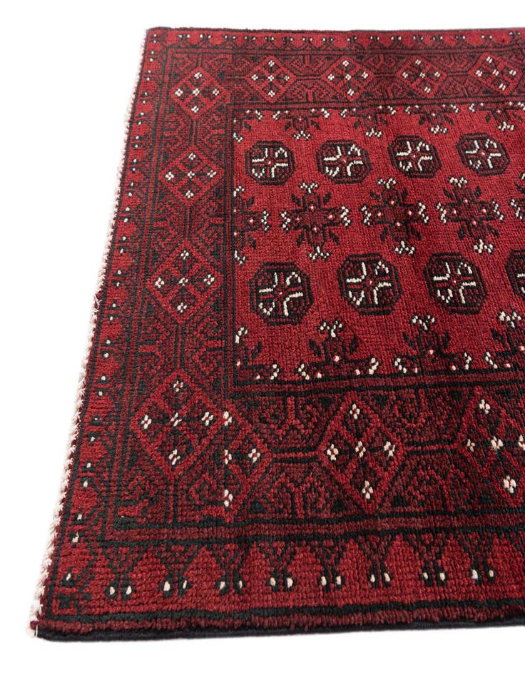 Detail image of 2' 7 x 18' 7  Hand Knotted Afghan Akhche Wool Runner Rug
