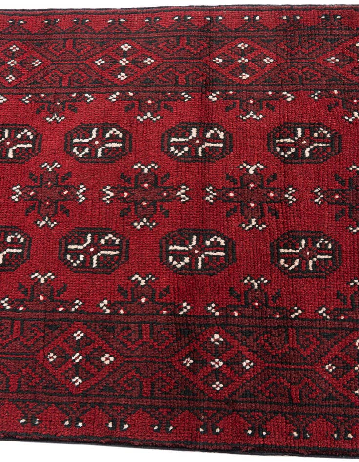 Detail image of 2' 7 x 18' 7  Hand Knotted Afghan Akhche Wool Runner Rug
