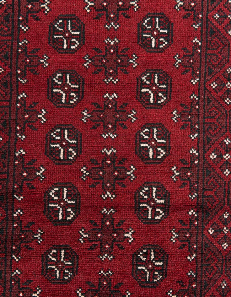 Detail image of 2' 7 x 18' 7  Hand Knotted Afghan Akhche Wool Runner Rug