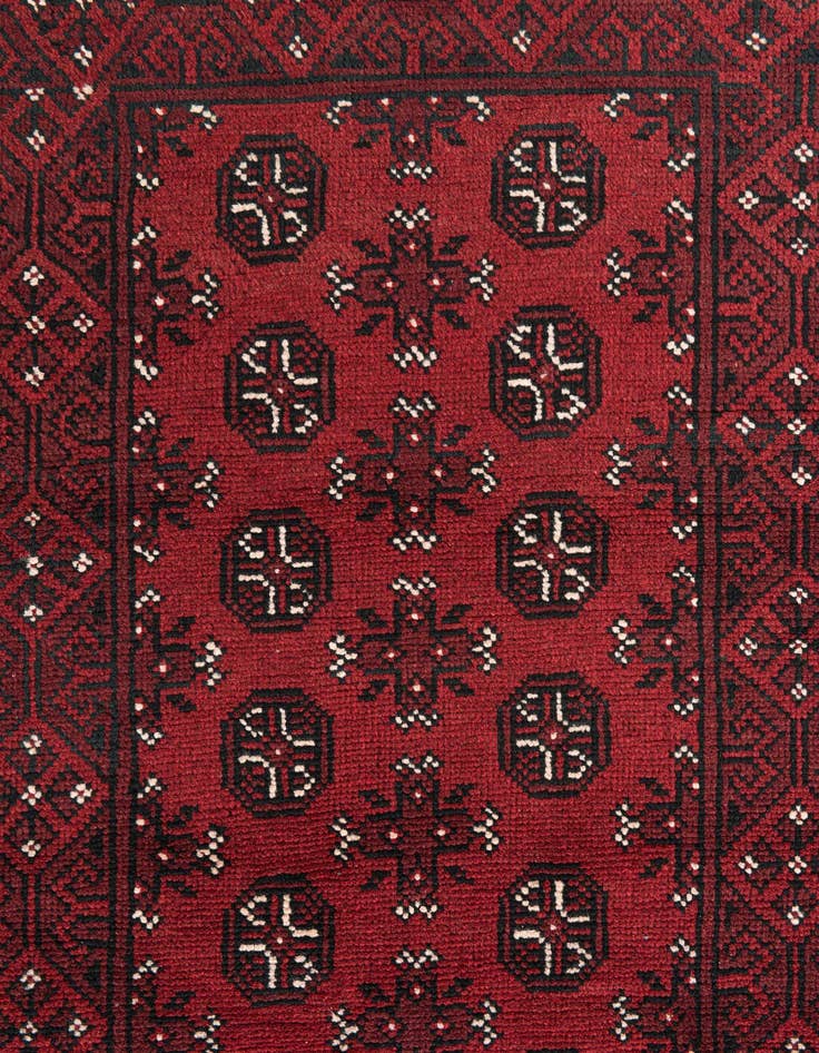Detail image of 2' 7 x 18' 7  Hand Knotted Afghan Akhche Wool Runner Rug