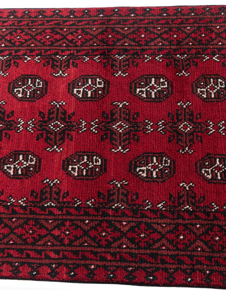 Detail image of 2' 8 x 19' 4  Hand Knotted Afghan Akhche Wool Runner Rug