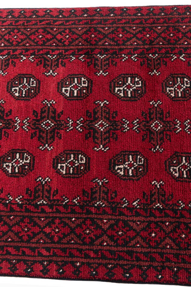 Detail image of 80cm x 590cm anudado a mano Afghan Akhche Alfombra Lana Pasillera
