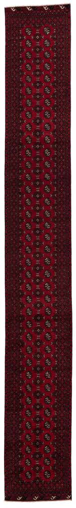 2' 8 x 19' 4 Hand Knotted Afghan Akhche Wool Runner Rug