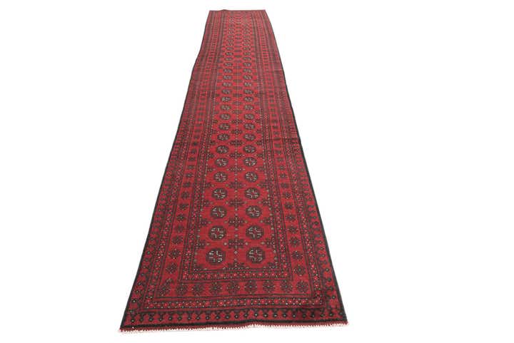 2' 8 x 16' 2 Hand Knotted Afghan Akhche Wool Runner Rug