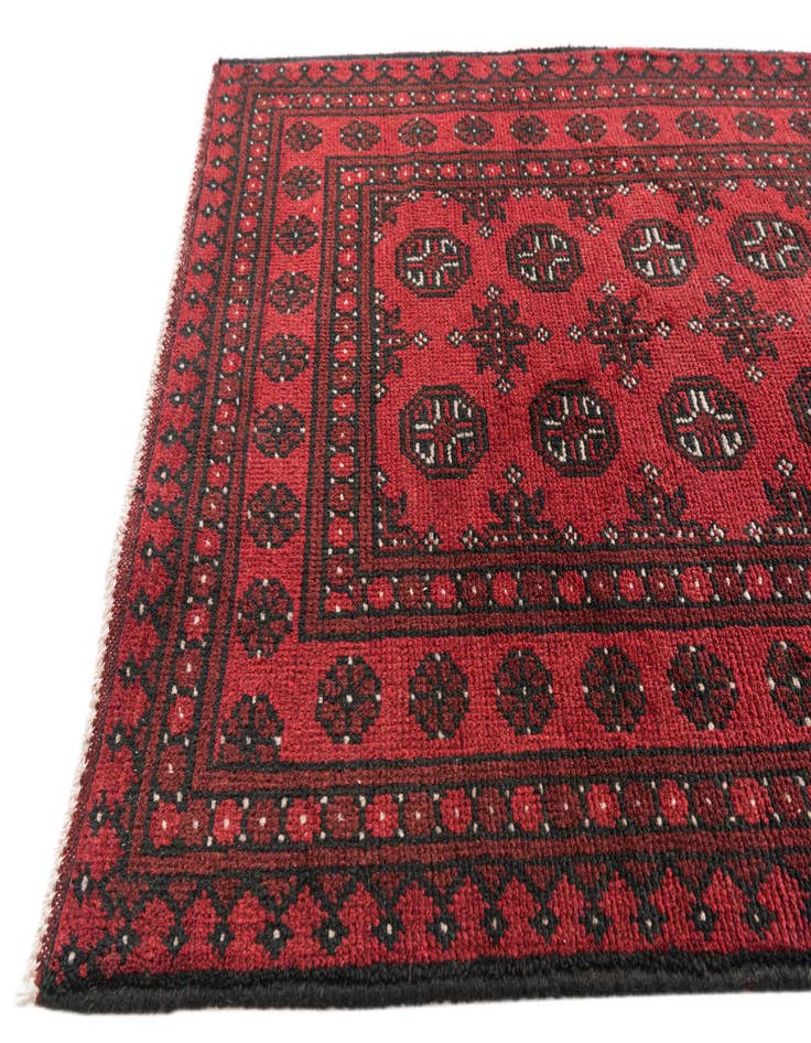 Detail image of 2' 8 x 16' 2  Hand Knotted Afghan Akhche Wool Runner Rug