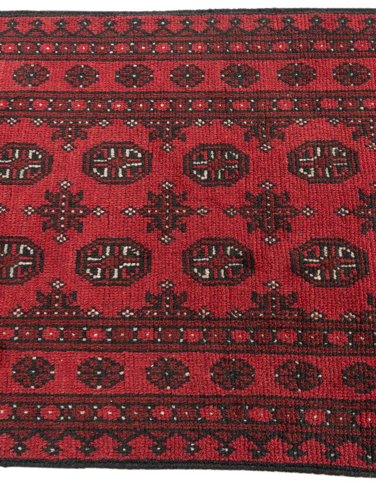 Detail image of 2' 8 x 16' 2  Hand Knotted Afghan Akhche Wool Runner Rug